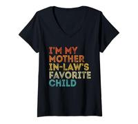 Mujer Soy mi Hijo Favorito de mi Suegra Divertido Padre Retro Camiseta Cuello V