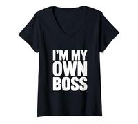 Mujer Soy mi Propio Jefe Cita Motivacional para emprendedores Camiseta Cuello V