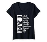 Mujer Soy Negro Mes de la Historia Fuerte Educado Negro Orgulloso Camiseta Cuello V