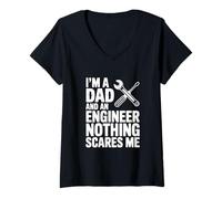 Mujer Soy papá e Ingeniero Nada me Asusta Camiseta Cuello V