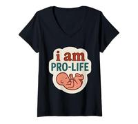 Mujer Soy Pro-Vida Anti-Aborto Embarazada Nueva Madre Feto Bebé Camiseta Cuello V