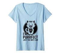 Mujer Soy Purrfect Just The Way I Am Cat Lover Feline Pet Meow Camiseta Cuello V