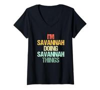 Mujer Soy Savannah Haciendo Cosas de Savannah -Fun Diciendo Nombre Savannah Camiseta Cuello V