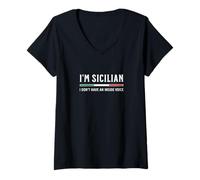 Mujer Soy Siciliano No Tengo una Voz Interior Camiseta Cuello V