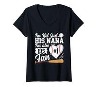 Mujer Soy Su Nana y También Su Fan Baseball Camiseta Cuello V