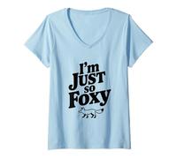 Mujer Soy Tan Foxy Cute Fox Funny Animal Lovers Camiseta Cuello V