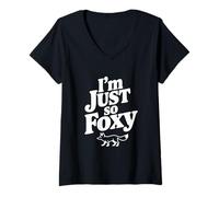 Mujer Soy Tan Foxy Cute Fox Funny Animal Lovers Camiseta Cuello V