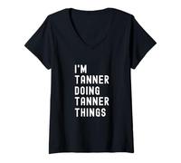 Mujer Soy Tanner Haciendo Cosas de Tanner Camiseta Cuello V