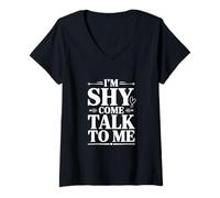 Mujer Soy tímido, Ven a Hablar Conmigo, Linda Cita introvertida Camiseta Cuello V