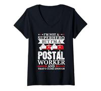 Mujer Soy Trabajador Postal Correo Portador Cartero Profesión Trabajo Camiseta Cuello V