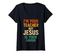 Mujer Soy tu Maestro, Pero Jesús es tu Salvador Fe Cristiana Camiseta Cuello V