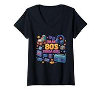 Mujer Soy un 80's Kinda Girl Nostalgic Old School Graphic Camiseta Cuello V