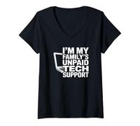 Mujer Soy un Analista de Datos Divertidos de Soporte técnico no remunerado de mi Familia Camiseta Cuello V