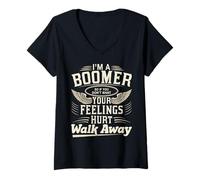 Mujer Soy un Boomer si no Quieres Que Tus Sentimientos lastimen, aléjate Camiseta Cuello V