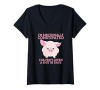 Mujer Soy un cerdo sarcástico emocionalmente estreñido Camiseta Cuello V