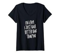 Mujer Soy Un Chico, Solo Que Tengo Mejor Pelo Que Tú. Camiseta Cuello V