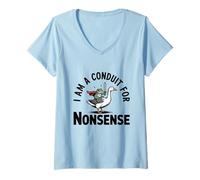 Mujer Soy un conducto para Tonto Sapo Tonto Montando Meme de Ganso Camiseta Cuello V