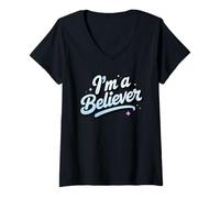 Mujer Soy un creyente. Diseño de creencia motivacional de fe Camiseta Cuello V