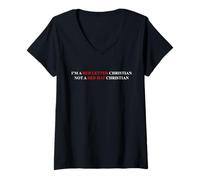Mujer Soy un cristiano de letra roja, no un cristiano de Red Hat Camiseta Cuello V