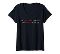 Mujer Soy un cristiano de letra roja, no un cristiano de Red Hat Camiseta Cuello V