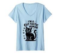 Mujer Soy un gato Tastic Human Cat Lover Feline Pet Meow Love Cats Camiseta Cuello V