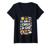 Mujer Soy Un Hijo De Dios Amado Único Alegría Valiente Camiseta Cuello V