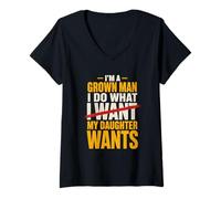 Mujer Soy un Hombre Adulto, Hago lo Que mi Hija Quiere Divertido papá audaz Camiseta Cuello V