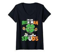 Mujer Soy un Hombre irlandés y me Gusta Spuds Día de San Patricio Divertido Camiseta Cuello V