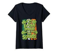 Mujer Soy un Hombre irlandés y me Gusta Spuds Día de San Patricio Divertido Camiseta Cuello V