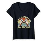 Mujer Soy un papá Gamer como un papá Normal Solo Mucho más Fresco Juegos Camiseta Cuello V