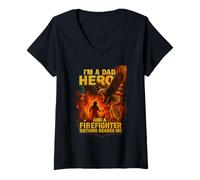 Mujer Soy un papá héroe y bombero - nada me asusta Camiseta Cuello V