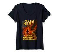 Mujer Soy un papá héroe y bombero - nada me asusta Camiseta Cuello V