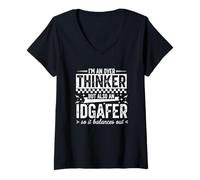 Mujer Soy un Pensador Demasiado Pero también una Cita Divertida de Idgaf Camiseta Cuello V