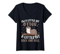 Mujer Soy un Poco Nutria, un Poco de Rock and Roll Camiseta Cuello V