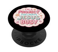 Mujer Soy un Proyecto Que Mantiene a Jesús Ocupado Divertido Cristiano PopSockets PopGrip Adhesivo