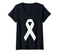 Mujer Soy un sobreviviente Conciencia del cáncer de pulmón Cinta Blanca Hombres Mujeres Camiseta Cuello V