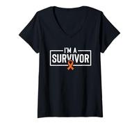 Mujer Soy un sobreviviente del cáncer de riñón Awarenes Cinta Naranja Camiseta Cuello V