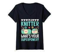 Mujer Soy un tejedor ¿Cuál es tu Superpoder? Camiseta Cuello V