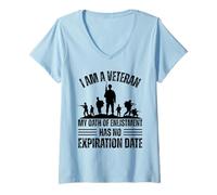 Mujer Soy un veterano Mi juramento de alistamiento no tiene fecha de vencimiento Camiseta Cuello V