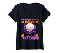 Mujer Soy un Zombi Todos los días, no Solo Halloween, Tengo fibromialgia Camiseta Cuello V