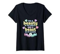 Mujer Soy Una Bestia De Belleza En Mis Tacos Pastel Candy Soccer Lovers Camiseta Cuello V