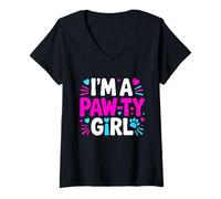 Mujer Soy una chica de pata linda divertida amante de las mascotas Camiseta Cuello V