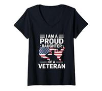 Mujer Soy una hija orgullosa de un veterano día de veteranos Camiseta Cuello V
