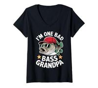 Mujer Soy una mala pesca de bajo abuelo Camiseta Cuello V