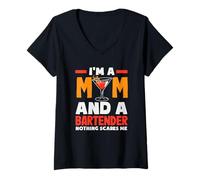 Mujer Soy una mamá y un Camarero Nada me Asusta Camiseta Cuello V