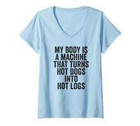 Mujer Soy una máquina Convierte Perros Calientes en Hot Logs Funny Hot Dog Camiseta Cuello V