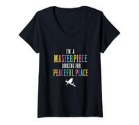 Mujer Soy una Obra Maestra en Busca de un Lugar Tranquilo Bird Warchers Camiseta Cuello V