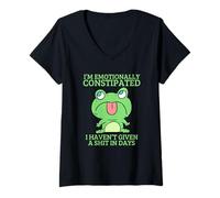 Mujer Soy una rana gruñona sarcástica emocionalmente estreñida Camiseta Cuello V