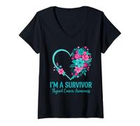 Mujer Soy Una Sobreviviente al Cáncer de Tiroides Camiseta Cuello V