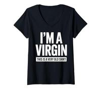 Mujer Soy una Virgen Esta es una Cita Divertida Muy Antigua Camiseta Cuello V